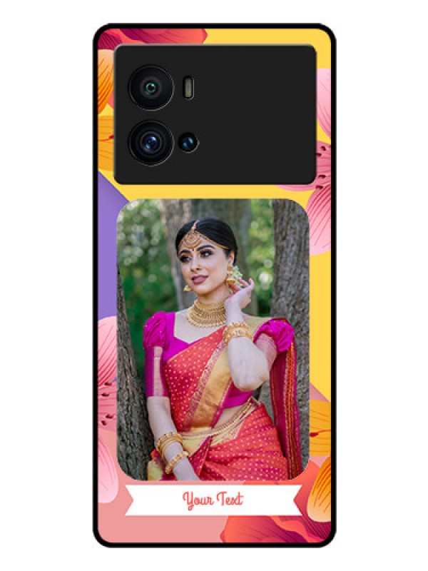 Custom iQOO 9 Pro 5G Custom Glass Mobile Case - 3 Image With Vintage Floral Design