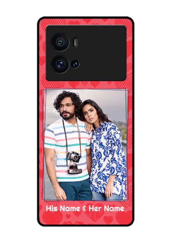 iQOO 9 Pro 5G Photo Printing on Glass Case - with Red Heart Symbols Design