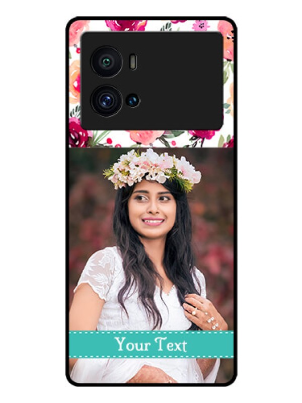 Custom iQOO 9 Pro 5G Custom Glass Phone Case - Watercolor Floral Design