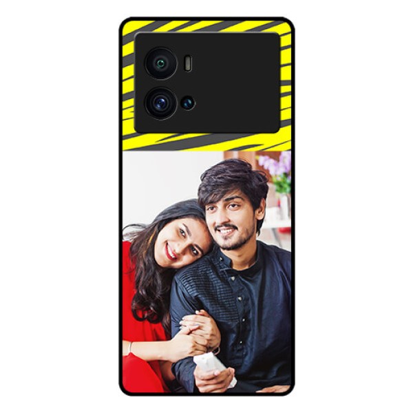 iQOO 9 Pro 5G Photo Printing on Glass Case - Yellow Abstract Design