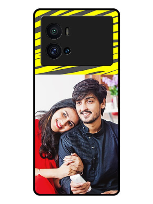 Custom iQOO 9 Pro 5G Photo Printing on Glass Case - Yellow Abstract Design