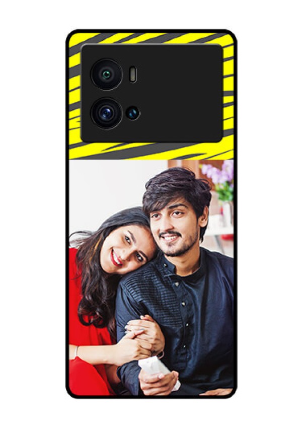 iQOO 9 Pro 5G Photo Printing on Glass Case - Yellow Abstract Design