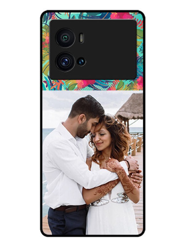 Custom iQOO 9 Pro 5G Photo Printing on Glass Case - Watercolor Floral Design