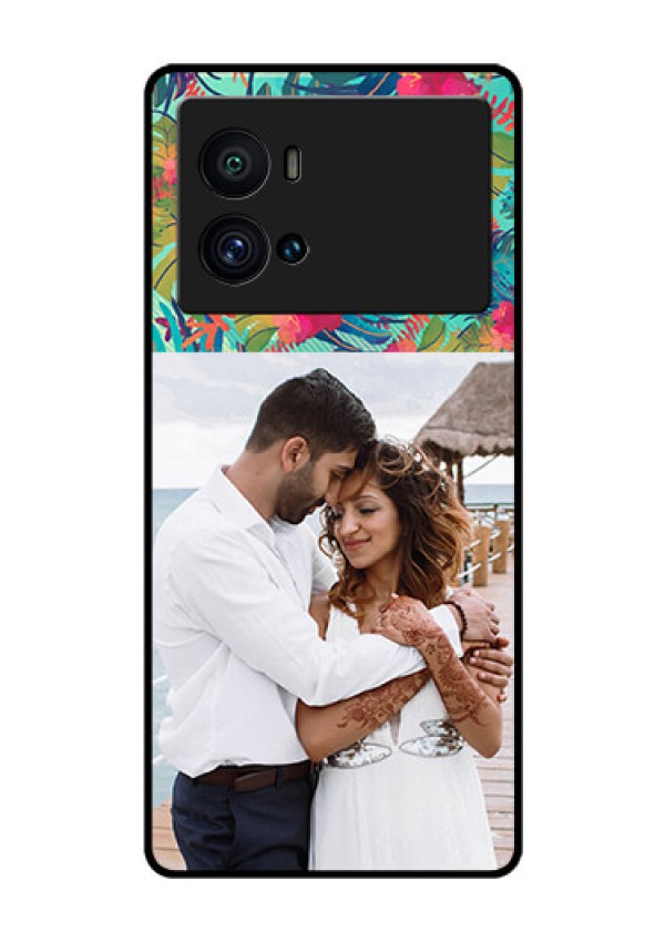 iQOO 9 Pro 5G Photo Printing on Glass Case - Watercolor Floral Design