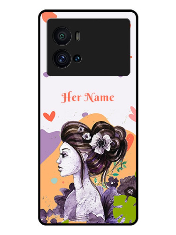 Custom iQOO 9 Pro 5G Personalized Glass Phone Case - Woman And Nature Design