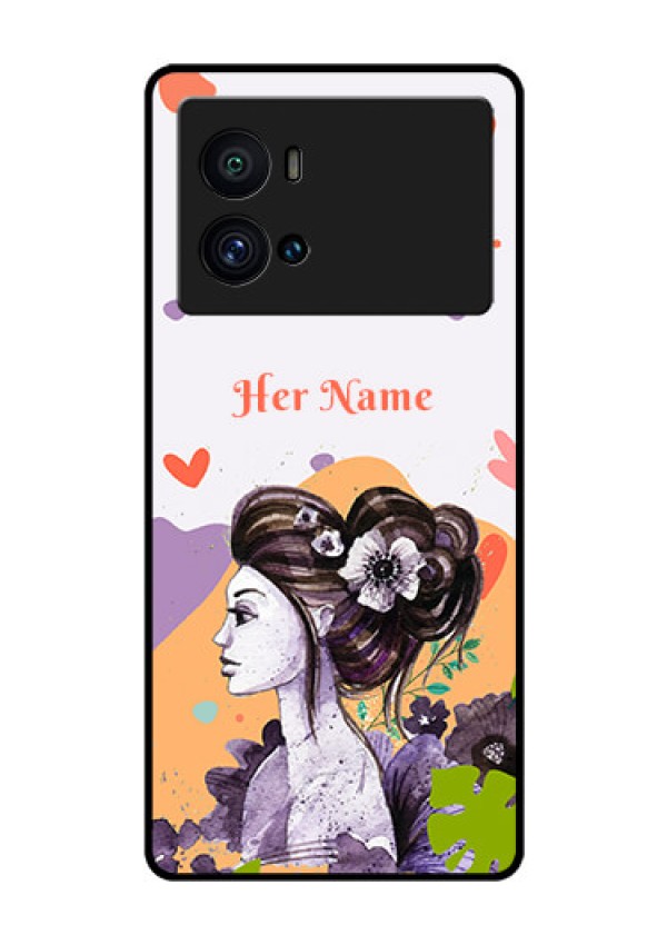 iQOO 9 Pro 5G Personalized Glass Phone Case - Woman And Nature Design