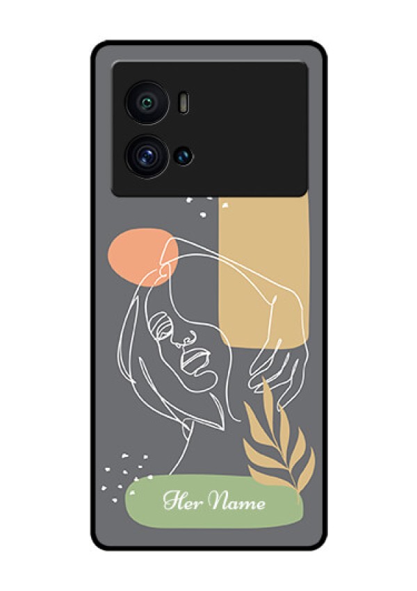 iQOO 9 Pro 5G Custom Glass Phone Case - Gazing Woman line art Design