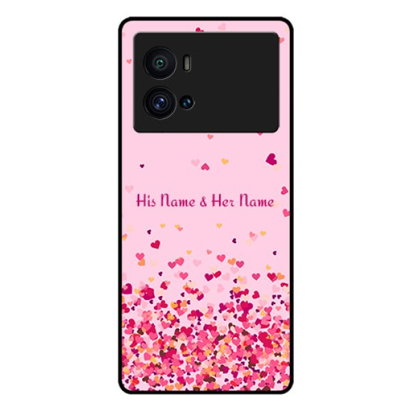iQOO 9 Pro 5G Photo Printing on Glass Case - Floating Hearts Design