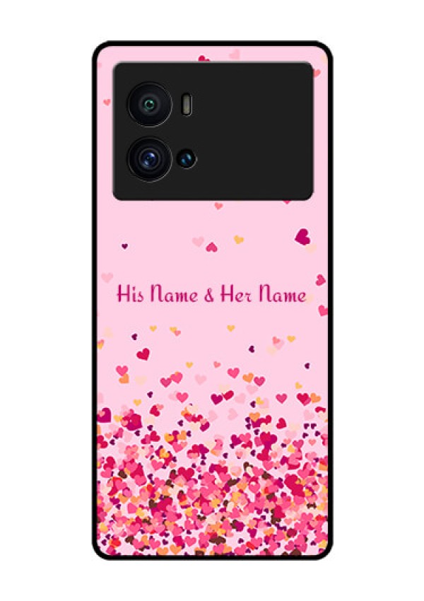 iQOO 9 Pro 5G Photo Printing on Glass Case - Floating Hearts Design