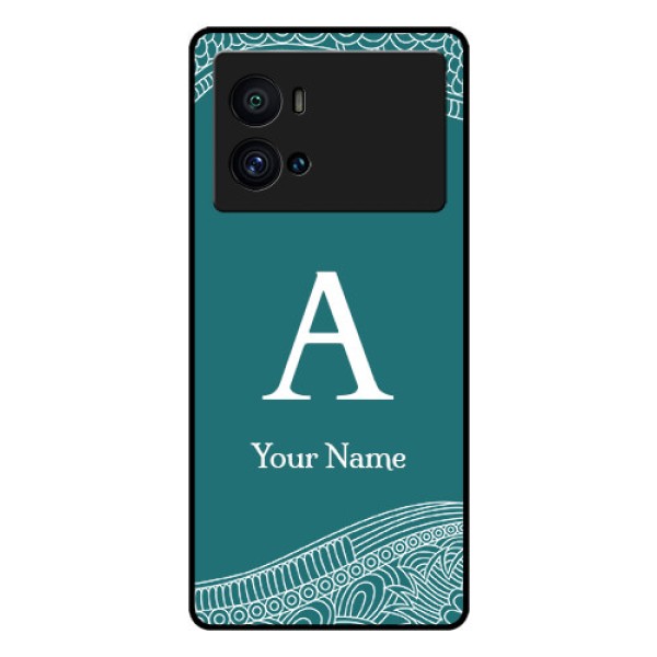iQOO 9 Pro 5G Personalized Glass Phone Case - line art pattern with custom name Design iQOO 9 Pro 5G Personalized Glass Phone Case - line art pattern with custom name Design