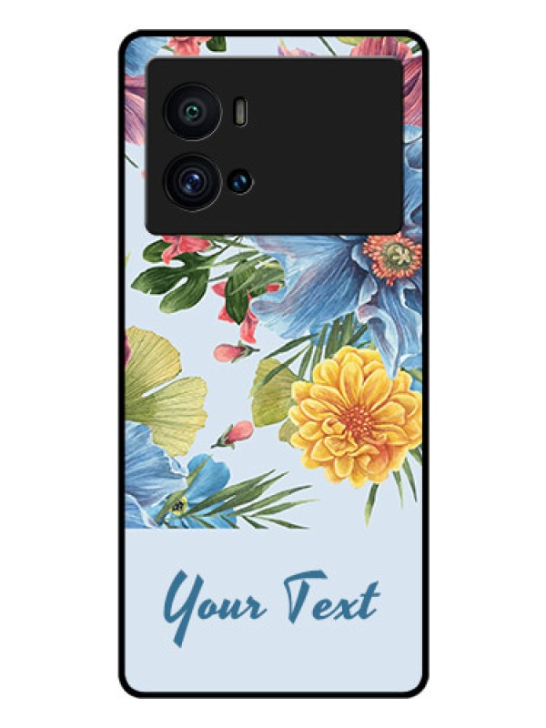 Custom iQOO 9 Pro 5G Custom Glass Mobile Case - Stunning Watercolored Flowers Painting Design