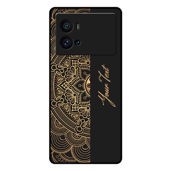 iQOO 9 Pro 5G Photo Printing on Glass Case - Mandala art with custom text Design