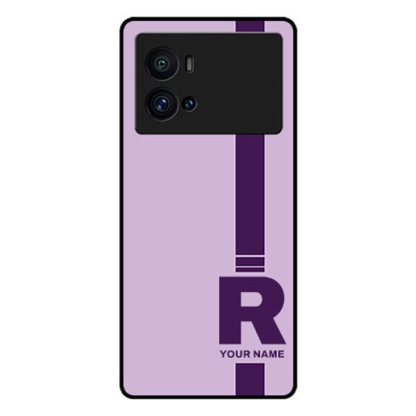 iQOO 9 Pro 5G Photo Printing on Glass Case - Simple dual tone stripe with name Design iQOO 9 Pro 5G Photo Printing on Glass Case - Simple dual tone stripe with name Design
