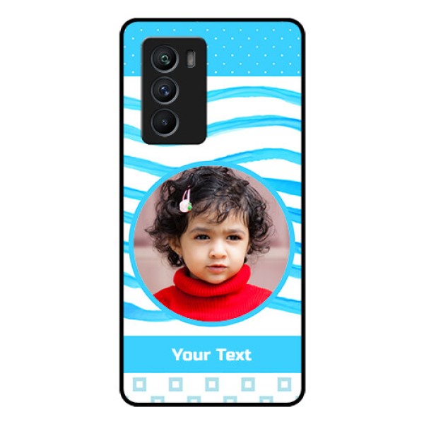 iQOO 9 SE 5G Custom Glass Phone Case - Simple Blue Case Design