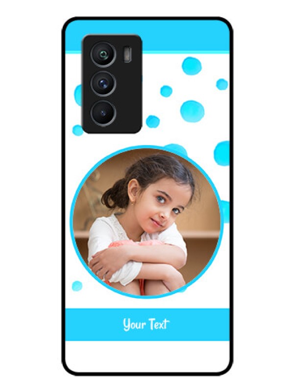 Custom iQOO 9 SE 5G Photo Printing on Glass Case - Blue Bubbles Pattern Design
