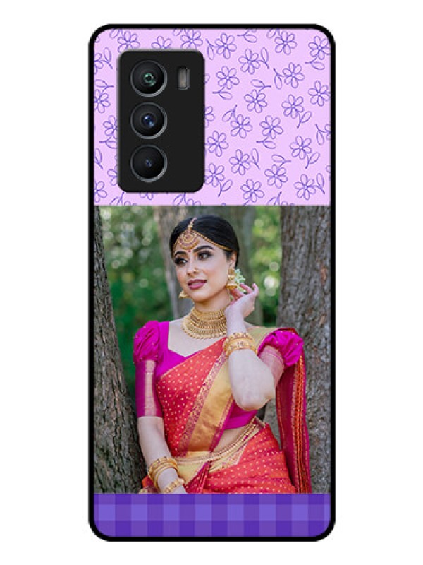 Custom iQOO 9 SE 5G Custom Glass Phone Case - Purple Floral Design