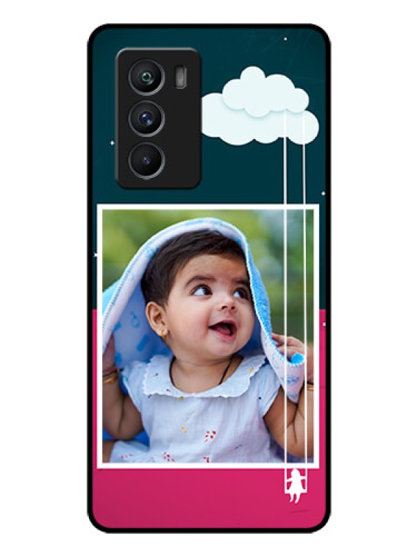 Custom iQOO 9 SE 5G Custom Glass Phone Case - Cute Girl with Cloud Design
