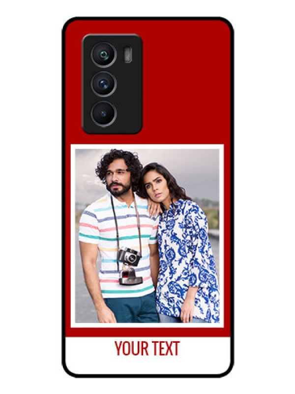 Custom iQOO 9 SE 5G Personalized Glass Phone Case - Simple Red Color Design