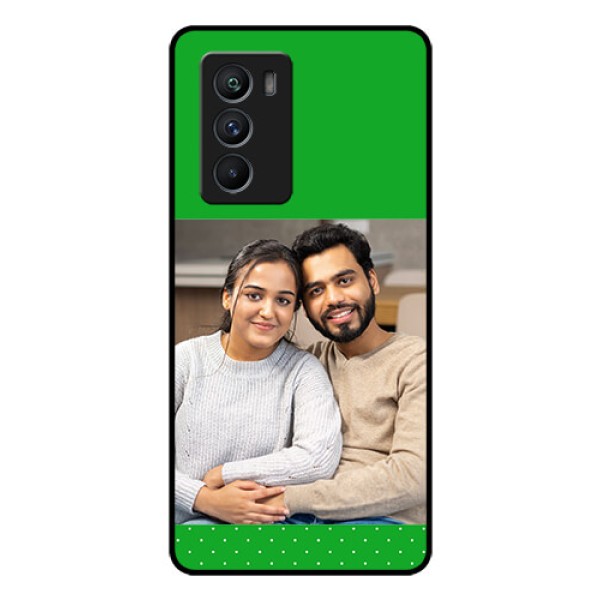 iQOO 9 SE 5G Personalized Glass Phone Case - Green Pattern Design
