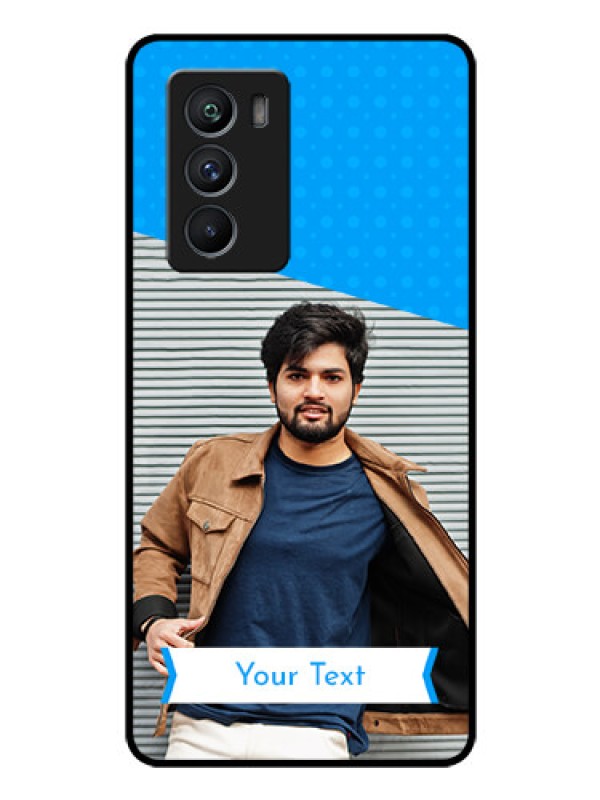 Custom iQOO 9 SE 5G Photo Printing on Glass Case - Simple Blue Color Design