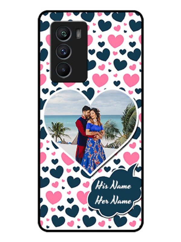 Custom iQOO 9 SE 5G Custom Glass Phone Case - Pink & Blue Heart Design