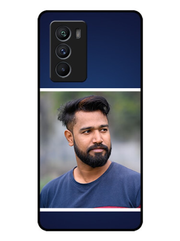 Custom iQOO 9 SE 5G Personalized Glass Phone Case - Simple Royal Blue Design