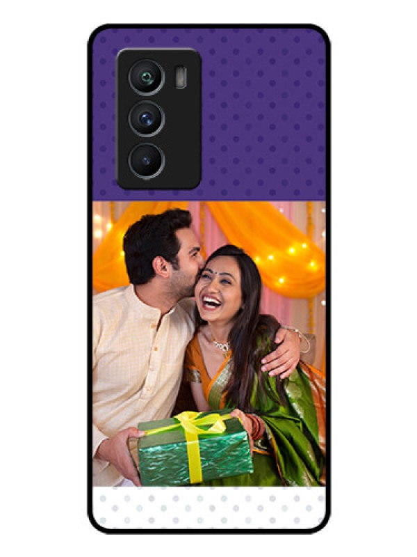 Custom iQOO 9 SE 5G Personalized Glass Phone Case - Violet Pattern Design