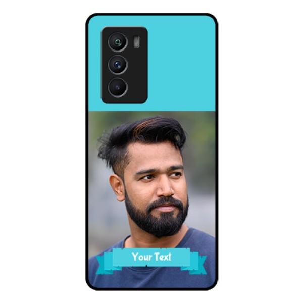 iQOO 9 SE 5G Personalized Glass Phone Case - Simple Blue Color Design