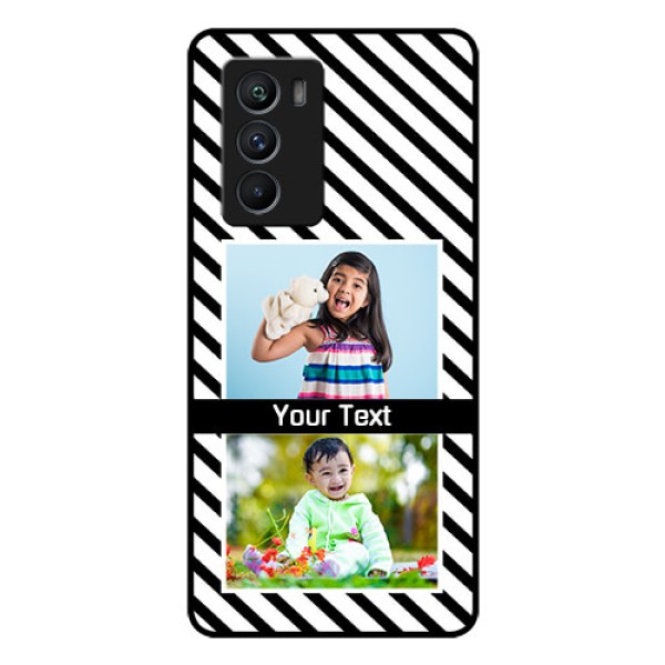 iQOO 9 SE 5G Photo Printing on Glass Case - Black And White Stripes Design