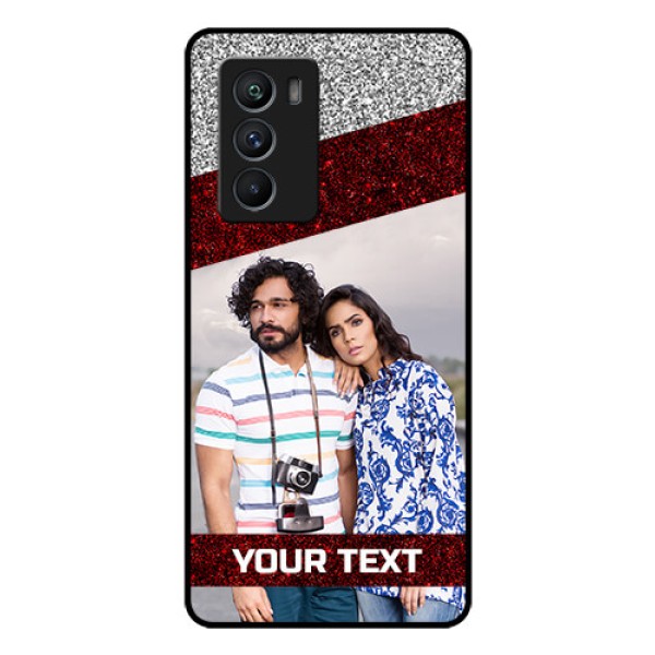 iQOO 9 SE 5G Personalized Glass Phone Case - Image Holder with Glitter Strip Design iQOO 9 SE 5G Personalized Glass Phone Case - Image Holder with Glitter Strip Design