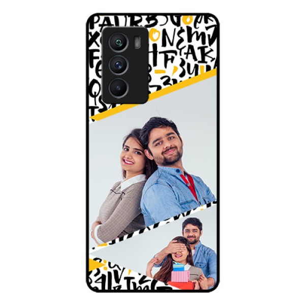 iQOO 9 SE 5G Custom Glass Mobile Case - Letters Pattern Design