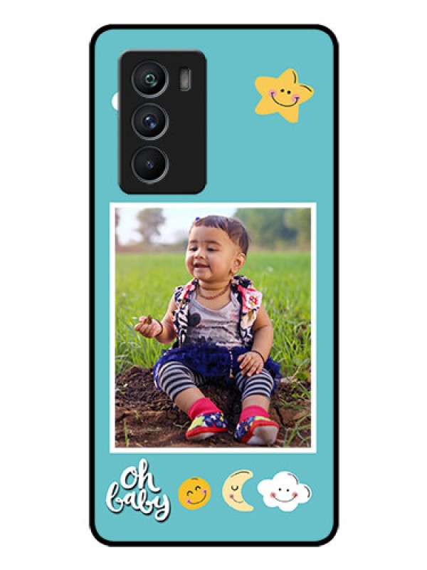 Custom iQOO 9 SE 5G Personalized Glass Phone Case - Smiley Kids Stars Design
