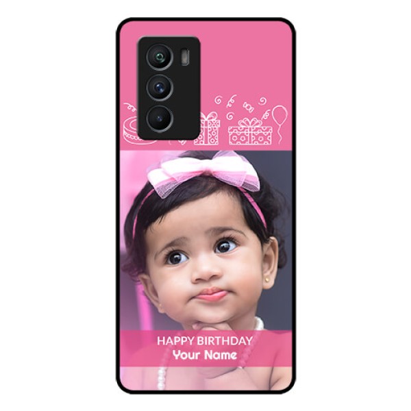 iQOO 9 SE 5G Photo Printing on Glass Case - with Birthday Line Art Design