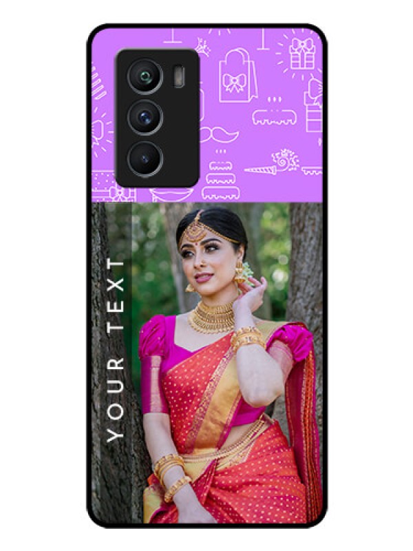 Custom iQOO 9 SE 5G Custom Glass Mobile Case - Birthday Icons Design