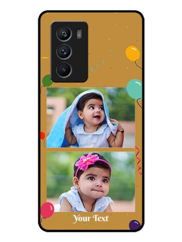 Custom iQOO 9 SE 5G Personalized Glass Phone Case - Image Holder with Birthday Celebrations Design