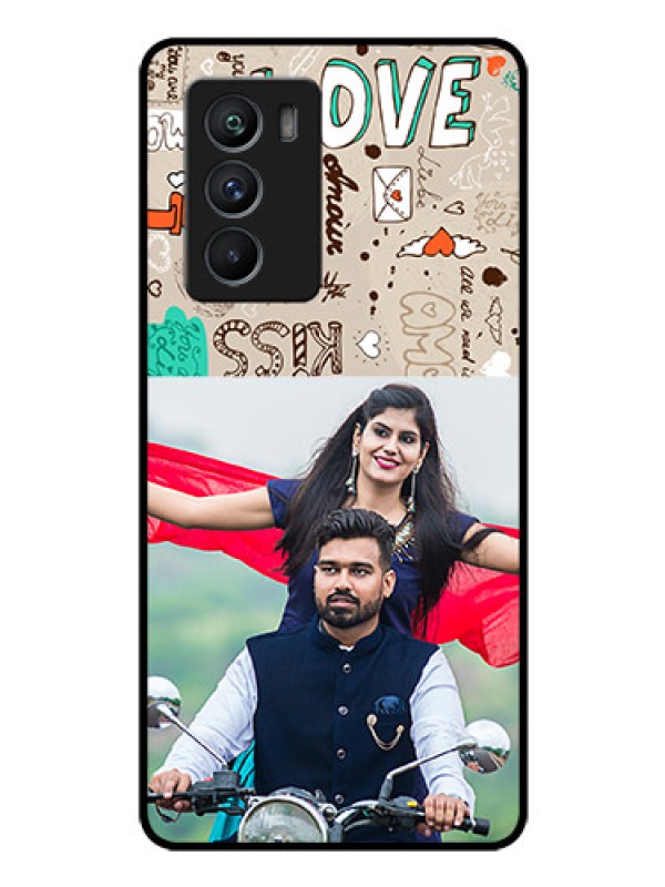 Custom iQOO 9 SE 5G Custom Glass Phone Case - Love Doodle Pattern