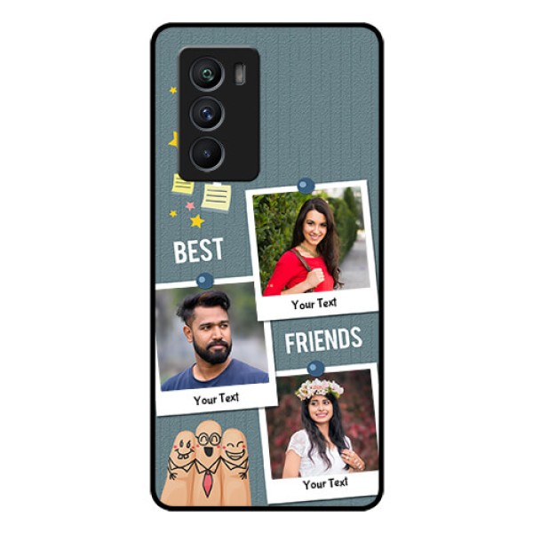 iQOO 9 SE 5G Personalized Glass Phone Case - Sticky Frames and Friendship Design