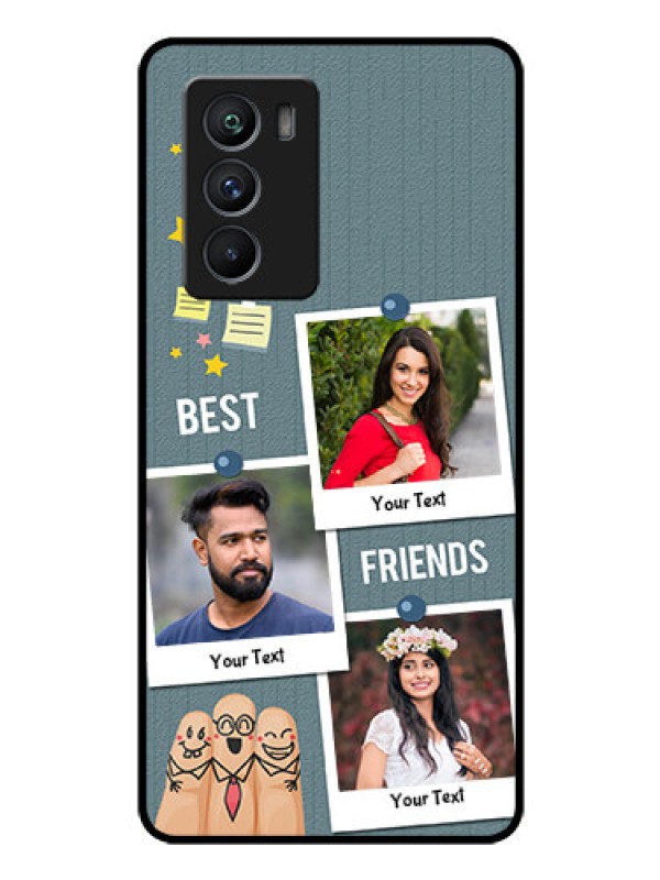 Custom iQOO 9 SE 5G Personalized Glass Phone Case - Sticky Frames and Friendship Design
