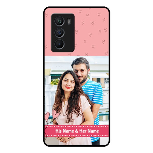 iQOO 9 SE 5G Personalized Glass Phone Case - Love Design Peach Color