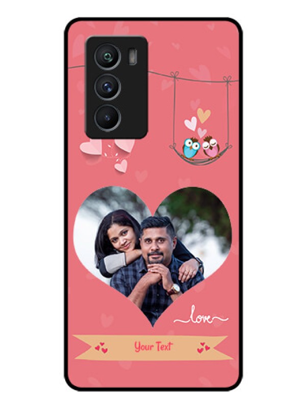 Custom iQOO 9 SE 5G Personalized Glass Phone Case - Peach Color Love Design