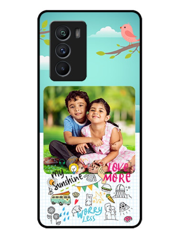 Custom iQOO 9 SE 5G Photo Printing on Glass Case - Doodle love Design