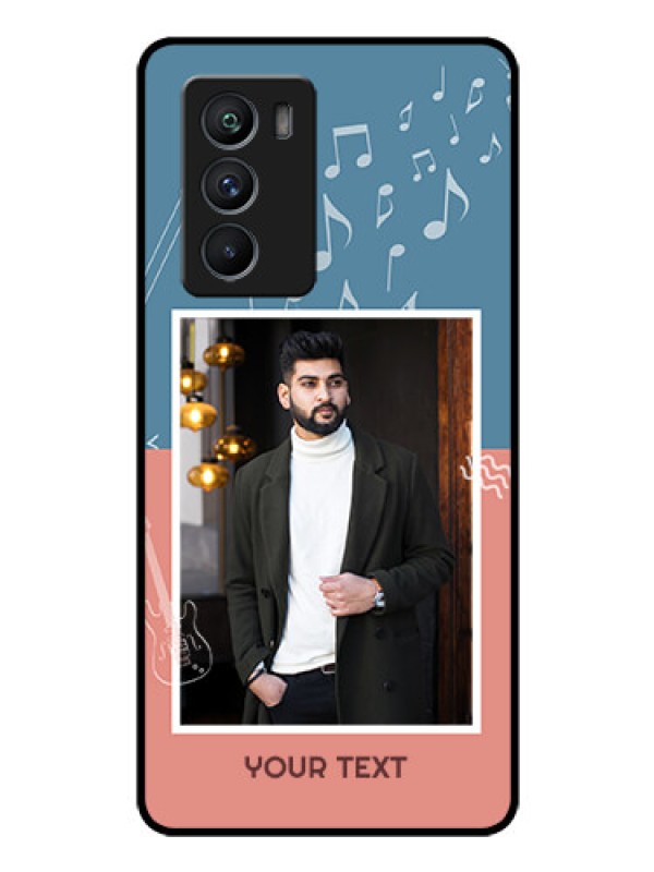 Custom iQOO 9 SE 5G Photo Printing on Glass Case - with Color Musical Note Design