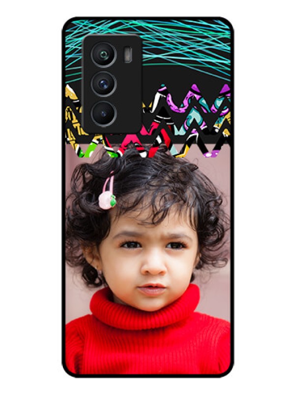 Custom iQOO 9 SE 5G Personalized Glass Phone Case - Neon Abstract Design