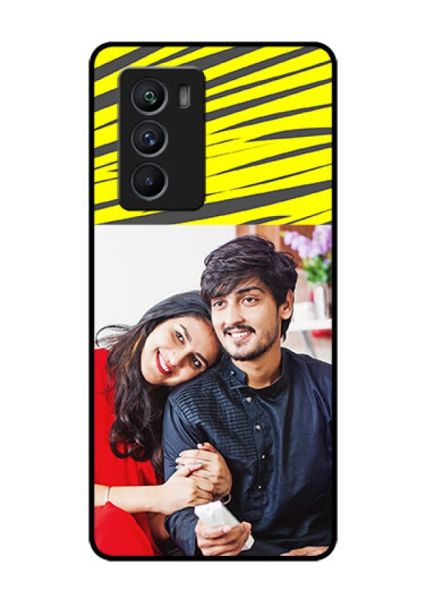 iQOO 9 SE 5G Photo Printing on Glass Case - Yellow Abstract Design
