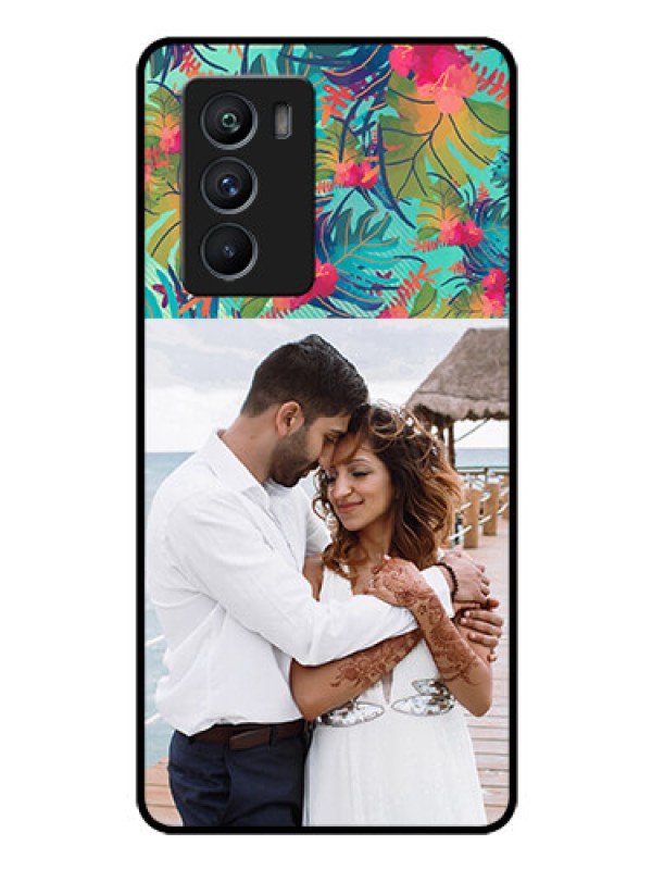 Custom iQOO 9 SE 5G Photo Printing on Glass Case - Watercolor Floral Design