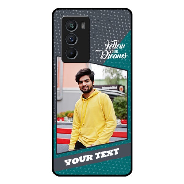 iQOO 9 SE 5G Personalized Glass Phone Case - Background Pattern Design with Quote