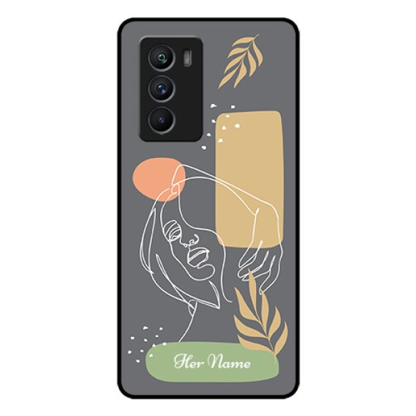 iQOO 9 SE 5G Custom Glass Phone Case - Gazing Woman line art Design iQOO 9 SE 5G Custom Glass Phone Case - Gazing Woman line art Design