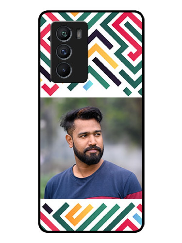 Custom iQOO 9 SE 5G Personalized Glass Phone Case - Colorful Maze Pattern Design