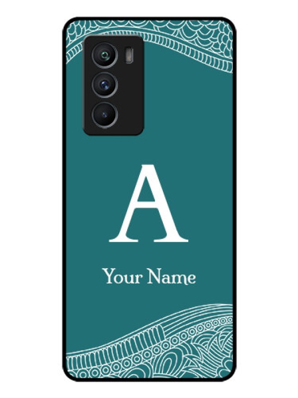 Custom iQOO 9 SE 5G Personalized Glass Phone Case - line art pattern with custom name Design
