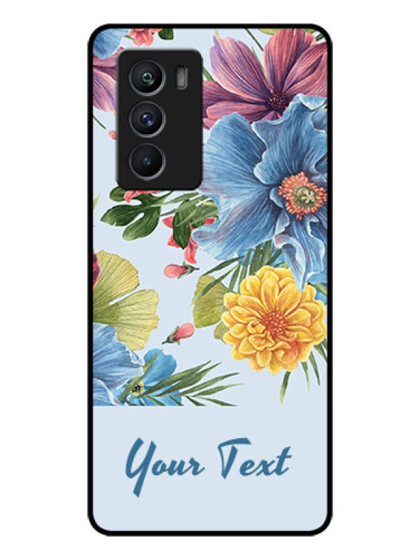 Custom iQOO 9 SE 5G Custom Glass Mobile Case - Stunning Watercolored Flowers Painting Design